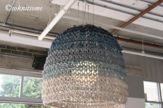 knitted lampshade in cafe in Sydney