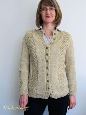 front view textured cardigan