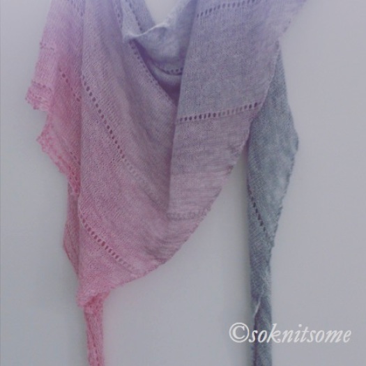 grey and pink triangular scarf